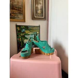 dolce vita teal wood wedge platform heels shoes
